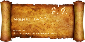 Hegyesi Iván névjegykártya